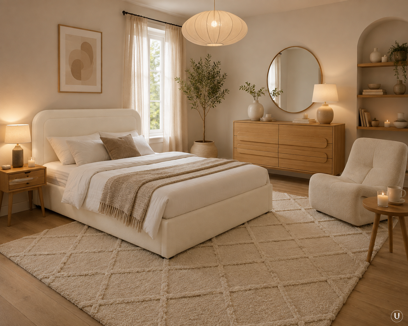 Une chambre aux tons naturels