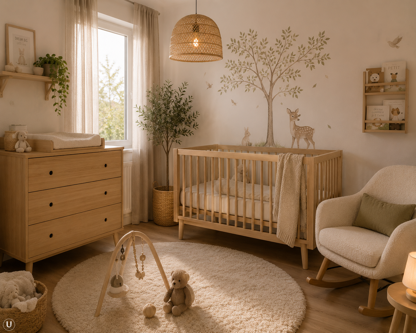 Une chambre de bébé scandinave et naturelle