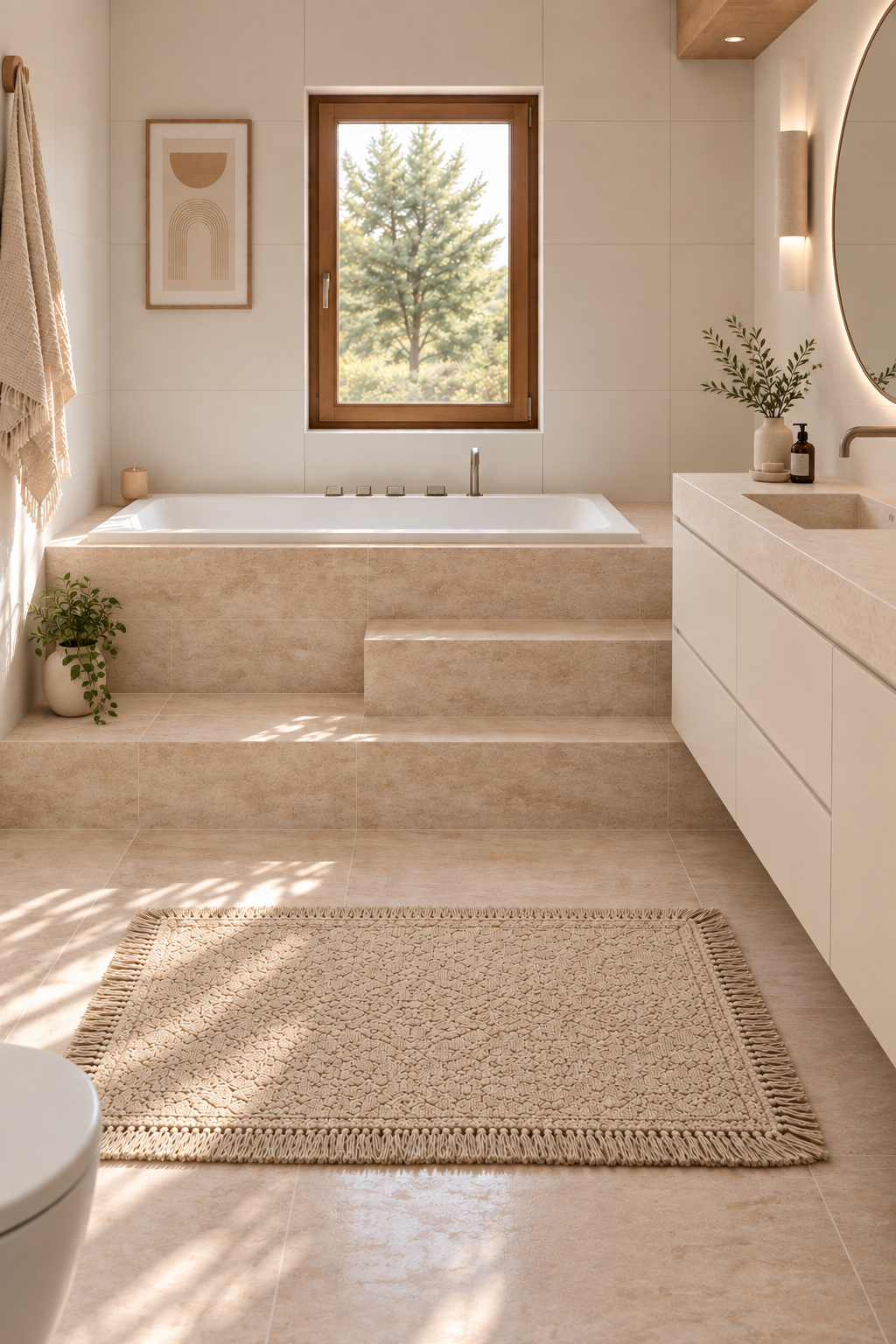 Une salle de bain moderne aux tons pierre