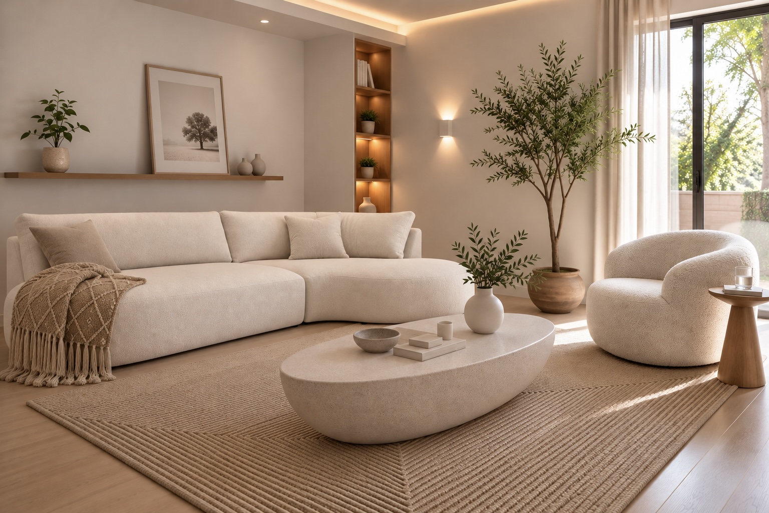 Un salon minimaliste aux tons naturels