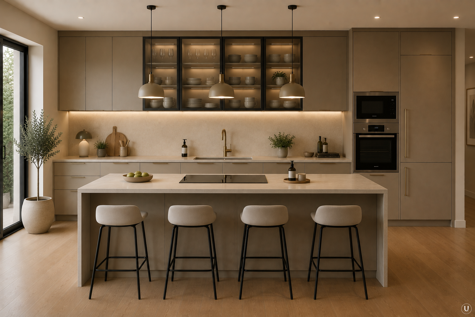 Une cuisine contemporaine aux tons beige