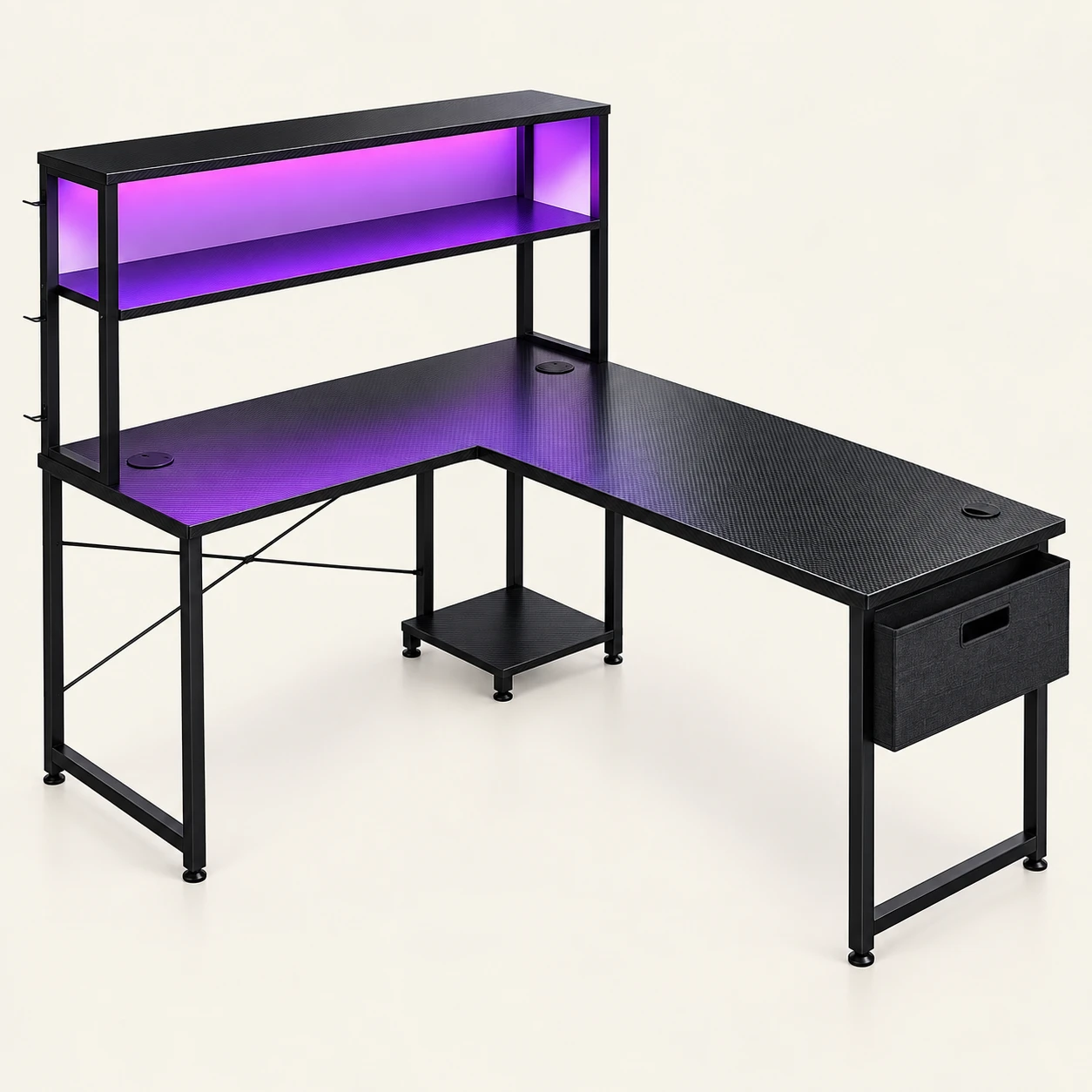 Bureau d'angle gaming RGB&Prises intégrés